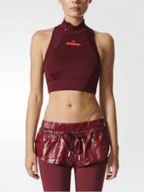 adidas by Stella McCartney Burgundy Halter Crop Sports Bra